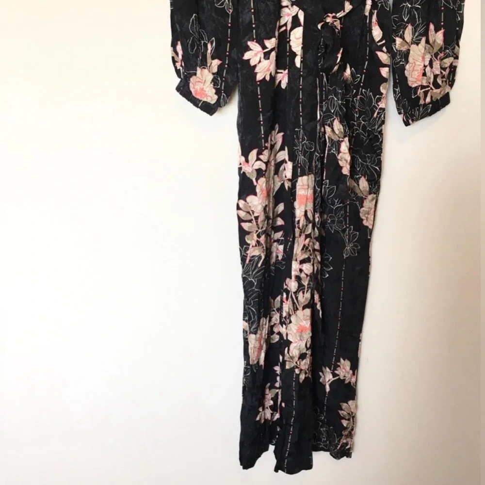Anthropologie Harlyn Floral Boho Wide Leg Jumpsuit Balloon Sleeve S - Picture 6 of 14